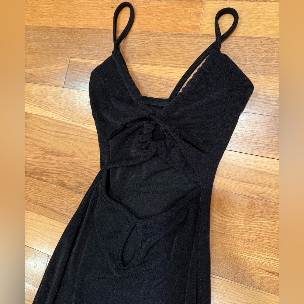 Black Crisscross Cut-Out Maxi Vacation Dress or Coverup - Stretch Fabric